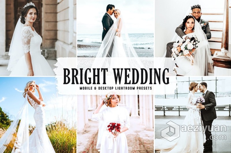 明亮通透婚礼婚纱Lightroom预设与移动LR预设 Bright Wedding Lightroom Presets明亮,通透,婚礼,婚纱,lightroom - AE资源网 www.aeziyuan.com