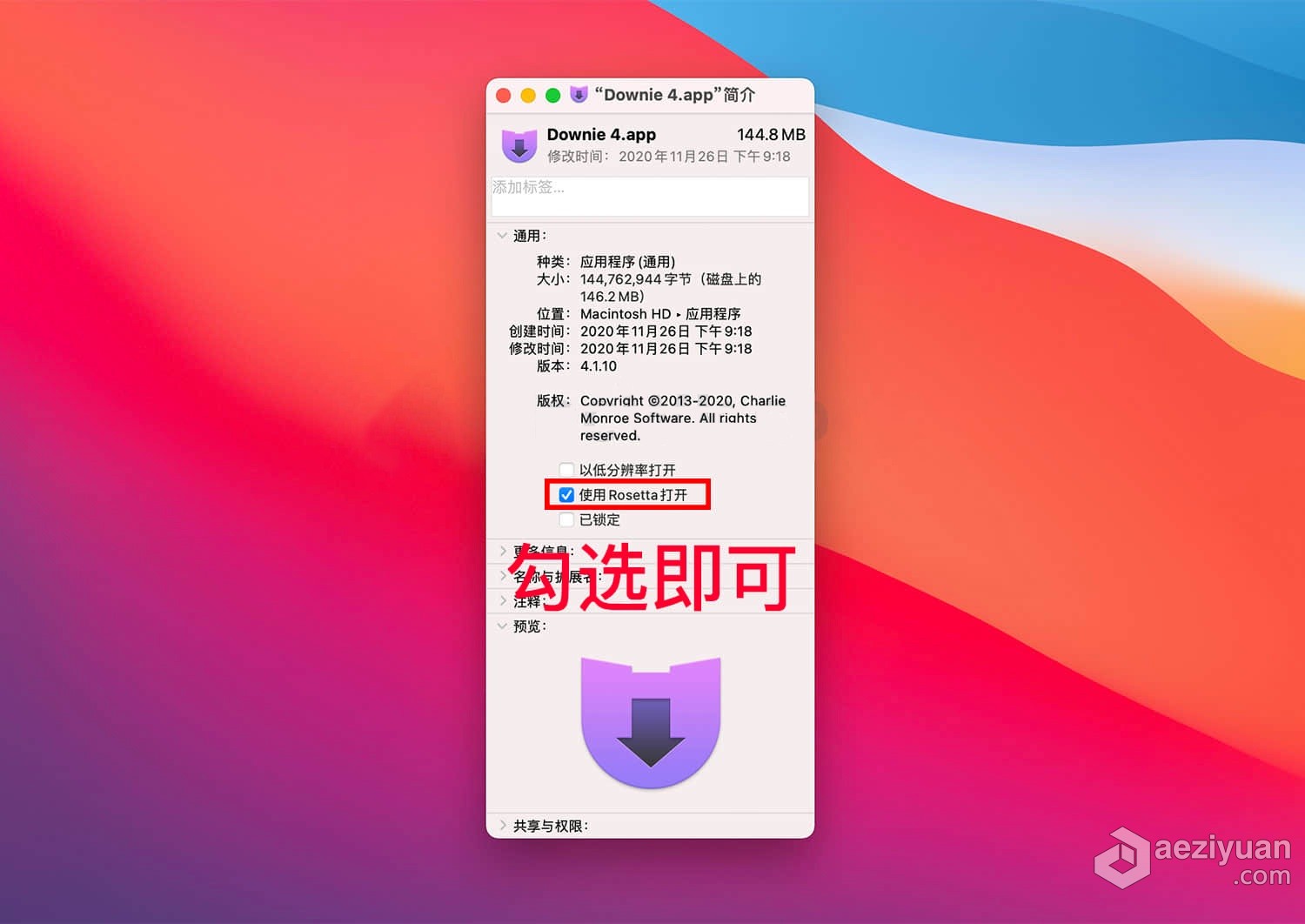 MAC新款Apple Silicon M1设备，应用安装后运行闪退怎么办？解决方法教程 - AE资源网 www.aeziyuan.com