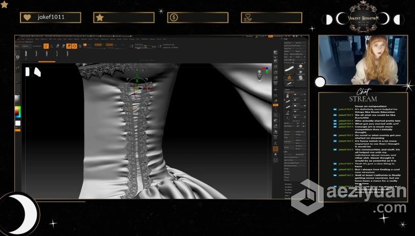 ZBrush教程 ZBrush 3dsmax SP多利亚哥特式服装的设计建模与贴图制作视频教程教程,zbrush,3dsmax,哥特式,服装 - AE资源网 www.aeziyuan.com