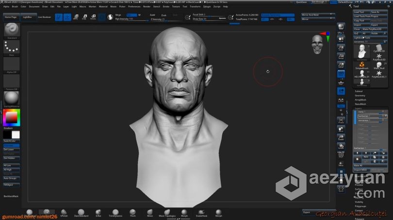 Zbrush教程 Zbrush超精细角色面部雕刻大师级视频教程 - AE资源网 www.aeziyuan.com