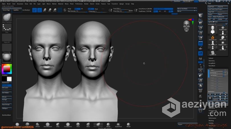 Zbrush教程 Zbrush超精细角色面部雕刻大师级视频教程 - AE资源网 www.aeziyuan.com