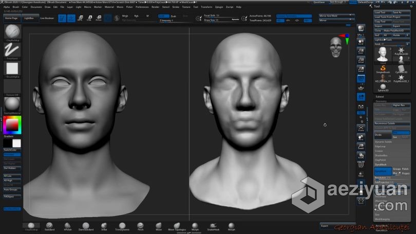 Zbrush教程 Zbrush超精细角色面部雕刻大师级视频教程 - AE资源网 www.aeziyuan.com