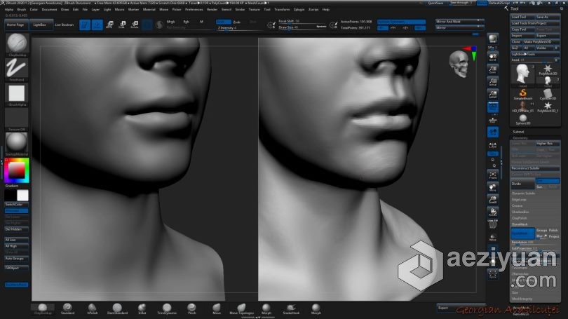 Zbrush教程 Zbrush超精细角色面部雕刻大师级视频教程 - AE资源网 www.aeziyuan.com
