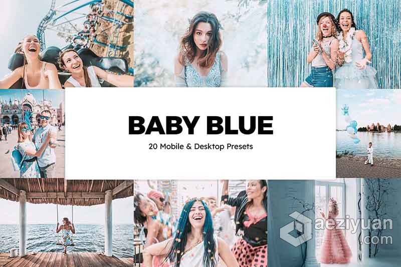 奇幻电影蓝调Lightroom预设APP滤镜与LUT预设 Baby Blue Lightroom Presets &amp; LUT蓝调,lightroom,预设,滤镜 - AE资源网 www.aeziyuan.com