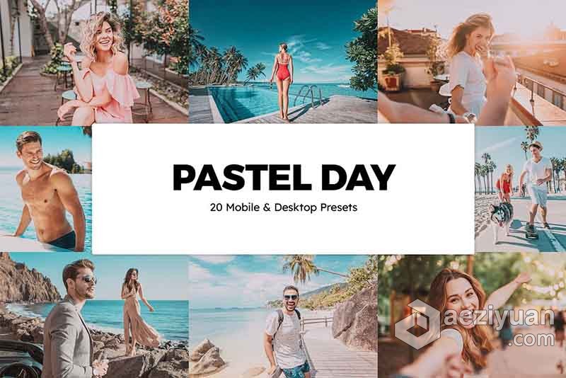 户外柔和日光人像Lightroom预设APP滤镜LUT预设 Pastel Day Lightroom Presets &amp;LUTs户外,柔和,日光,人像,lightroom - AE资源网 www.aeziyuan.com