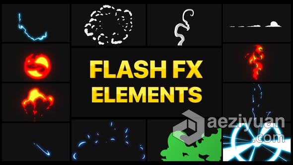 12种手绘卡通Flash FX动画元素MG图形 DaVinci Resolve达芬奇模板 工程 文件手绘,卡通,flash,动画,元素 - AE资源网 www.aeziyuan.com