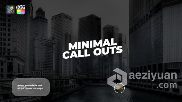 FCPX插件 Minimal Call Outs 6组呼叫指示线标注视频字幕动画插件,minimal,call,呼叫,指示线 - AE资源网 www.aeziyuan.com