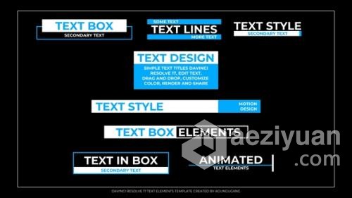 达芬奇模板 8组视频字幕条文字标题动画 DaVinci Resolve模板 工程 文件达芬奇,模板,视频,字幕,标题 - AE资源网 www.aeziyuan.com