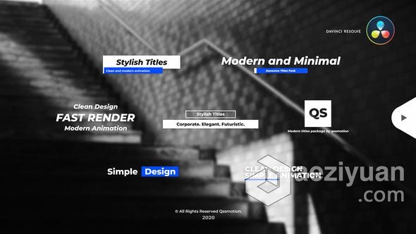 达芬奇模板 7组简洁视频字幕文字标题动画预设 DaVinci Resolve模板 工程 文件达芬奇,模板,简洁,视频,字幕 - AE资源网 www.aeziyuan.com