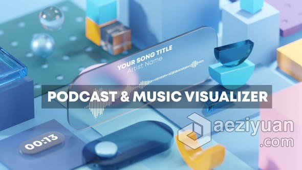 AE模板 视觉技术3D几何立体场景音乐播客播放视频背景 AE工程 AE文件ae模板,视觉,技术,播客,播放 - AE资源网 www.aeziyuan.com
