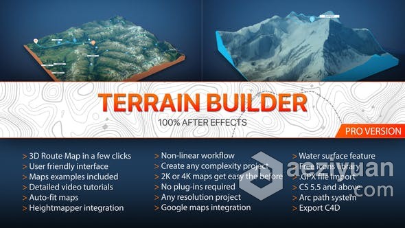 AE模板 创建3D地形生成器路径轨迹三维地图等高线动画效果视频 AE工程 AE文件ae模板,创建,地形,路径,轨迹 - AE资源网 www.aeziyuan.com