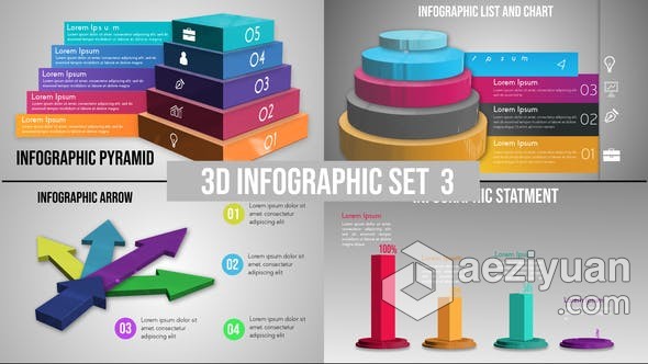 AE模板 E3D插件制作信息图表报告分析3D图形动画视频 AE工程 AE文件插件,制作,报告,分析,图形 - AE资源网 www.aeziyuan.com