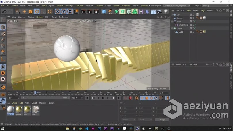 Cinema 4D简单循环3D动画实例制作视频教程 Cinema 4D – Easy Looping 3D Animation for your Portfol - AE资源网 www.aeziyuan.com