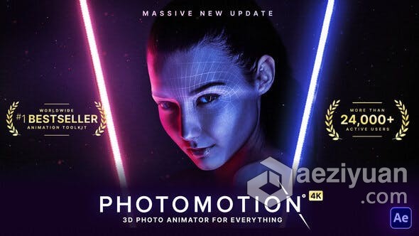 AE模板 Photomotion 3D Photo Animator V10.4照片制作3D动画效果 AE工程 AE文件photo,animator,照片,制作,3d动画 - AE资源网 www.aeziyuan.com