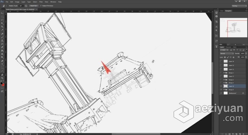 PS教程 PS初学者建筑素描线稿绘制工作流程视频教程建筑,素描,绘制,工作流程,视频教程 - AE资源网 www.aeziyuan.com