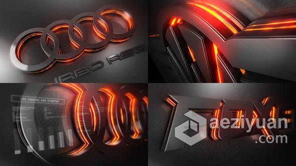 AE模板 奥迪汽车品牌LOGO标志三维动画视频片头E3D制作 AE工程 AE文件下载 - AE资源网 www.aeziyuan.com