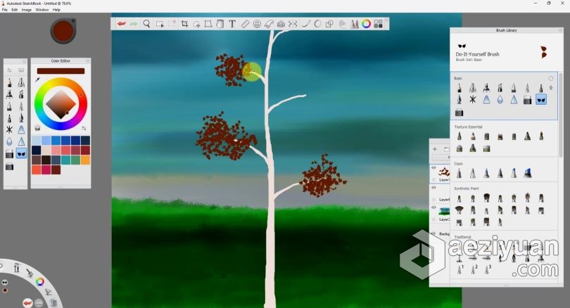 绘画教程 Autodesk Sketchbook创建卡通树木数字绘画视频教程autodesk,sketchbook,创建,卡通,树木 - AE资源网 www.aeziyuan.com