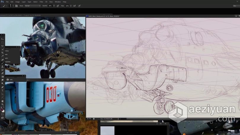 绘画教程 军用直升机数字绘画实例训练视频教程绘画教程,军用直升机,直升机,数字绘画,实例 - AE资源网 www.aeziyuan.com