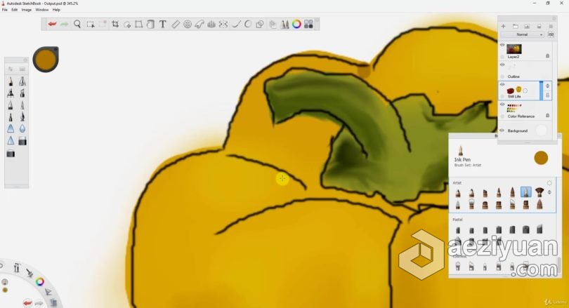 绘画教程 Autodesk Sketchbook8合1植被卡通概念场景数字绘画视频教程 - AE资源网 www.aeziyuan.com