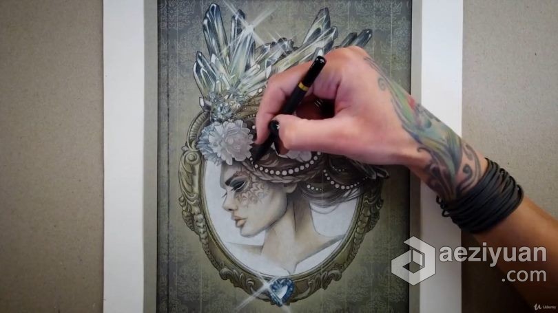 绘画教程 绘制个性怪异头发着色纹理造型技术插图传统绘画视频教程绘画教程,绘制,个性,怪异,头发 - AE资源网 www.aeziyuan.com