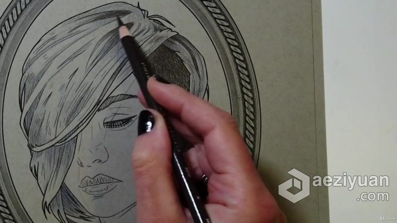 绘画教程 绘制个性怪异头发着色纹理造型技术插图传统绘画视频教程绘画教程,绘制,个性,怪异,头发 - AE资源网 www.aeziyuan.com