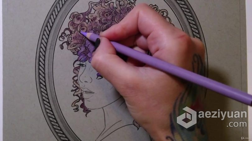 绘画教程 绘制个性怪异头发着色纹理造型技术插图传统绘画视频教程绘画教程,绘制,个性,怪异,头发 - AE资源网 www.aeziyuan.com