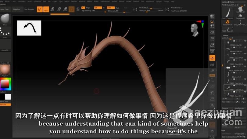 Zbrush教程 Zbrush九头蛇游戏资产模型雕刻全流程视频教程中文字幕教程,zbrush,九头蛇,游戏,资产 - AE资源网 www.aeziyuan.com