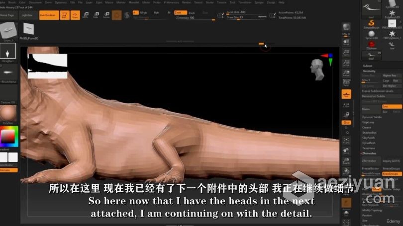 Zbrush教程 Zbrush九头蛇游戏资产模型雕刻全流程视频教程中文字幕教程,zbrush,九头蛇,游戏,资产 - AE资源网 www.aeziyuan.com