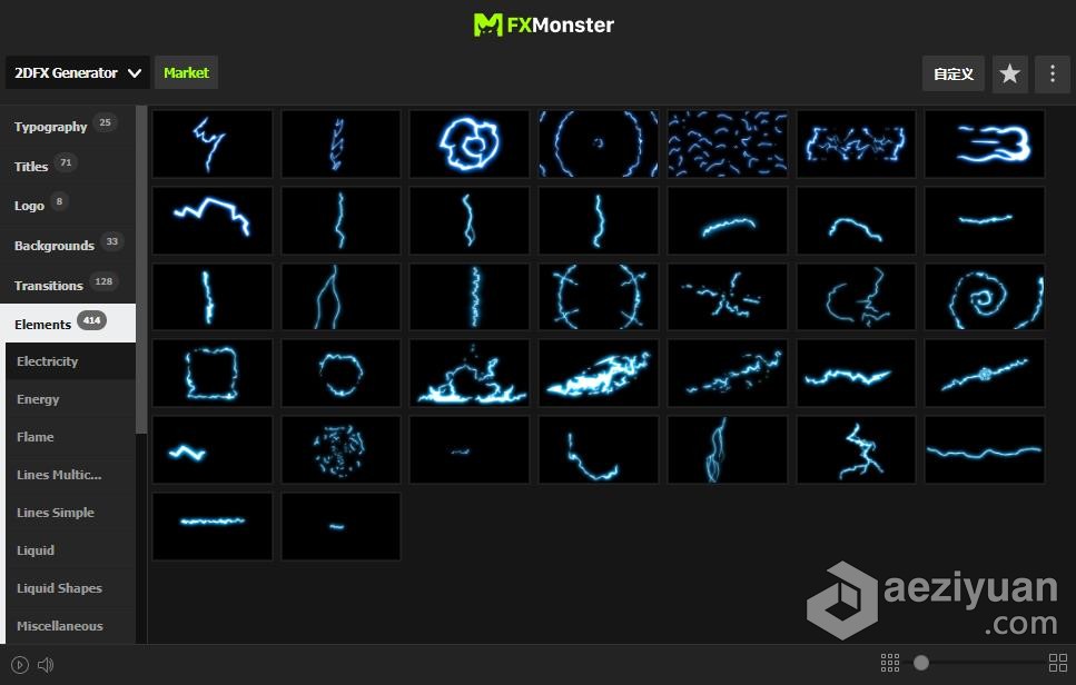 AE脚本预设包-1000个二维动漫能量电流火焰烟雾图形标题背景转场MG特效动画脚本,预设,二维,动漫,能量 - AE资源网 www.aeziyuan.com