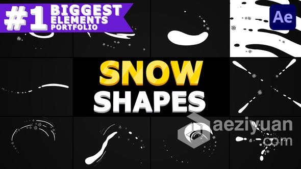 AE脚本预设包-12个卡通雪形状包MG图形流体动画 Snow Shapes Pack FXM预设脚本,预设,卡通,形状,图形 - AE资源网 www.aeziyuan.com