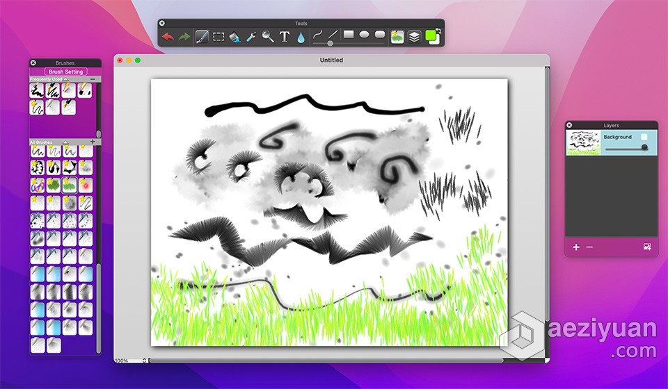 好用的绘图软件 My PaintBrush Pro专业版 for Mac v2.1.0英文激活版下载专业版,英文,激活,下载 - AE资源网 www.aeziyuan.com