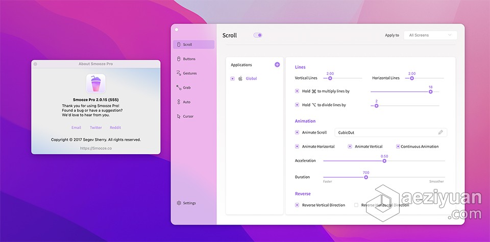 鼠标增强工具 Smooze Pro 2.0.18(561) for Mac 英文激活版下载 - AE资源网 www.aeziyuan.com