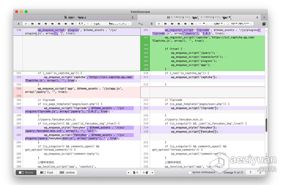 强大的文件比较工具 Kaleidoscope 3.3 for Mac 激活版下载强大,文件,比较,工具,kaleidoscope - AE资源网 www.aeziyuan.com