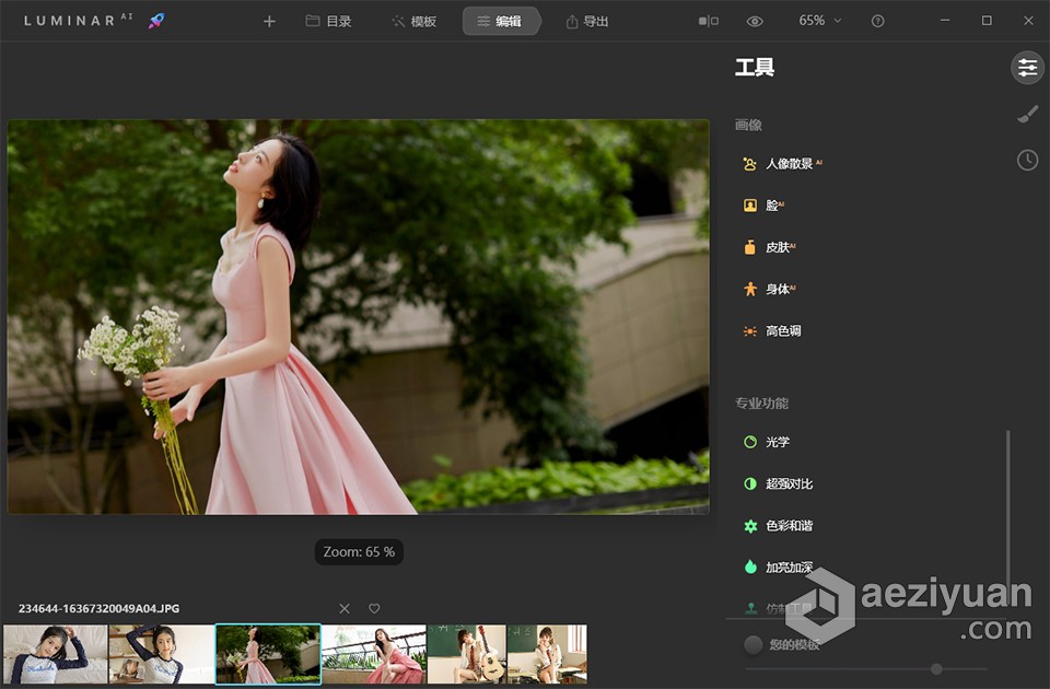 人工智能照片编辑软件 Luminar AI 1.5.3 (10043) Win中文激活版下载Luminar - AE资源网 www.aeziyuan.com