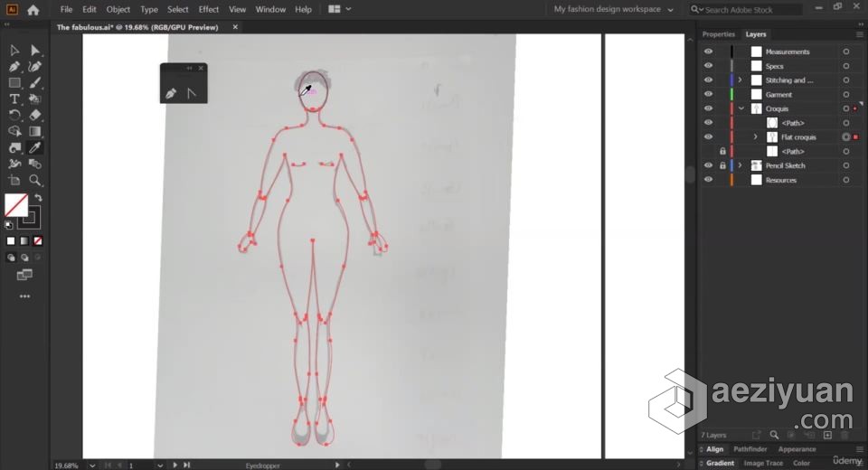 AI初学者时装设计草图到矢量插图创作过程工作流程视频教程时装设计,设计草图,矢量,插图,创作 - AE资源网 www.aeziyuan.com