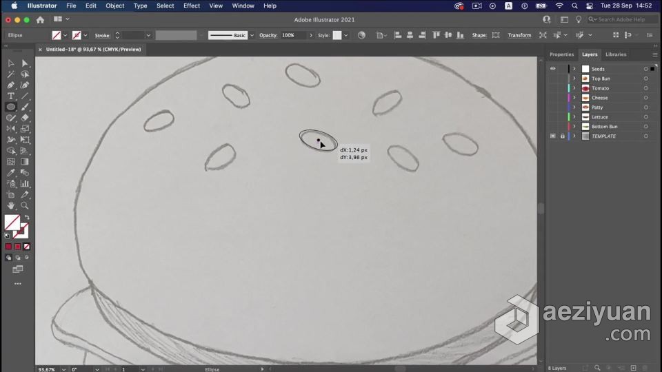 AI创建矢量逼真汉堡图标插图工作流程视频教程创建,矢量,逼真,汉堡,图标 - AE资源网 www.aeziyuan.com