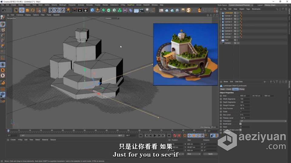 C4D 3D迷你岛屿实例制作训练视频教程 中文字幕迷你,岛屿,实例,制作,训练 - AE资源网 www.aeziyuan.com