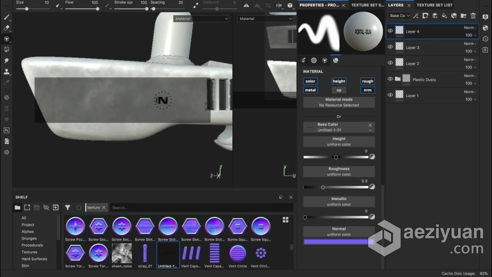 C4D传送门游戏机枪建模与贴图制作视频教程机枪,建模,贴图,视频教程 - AE资源网 www.aeziyuan.com