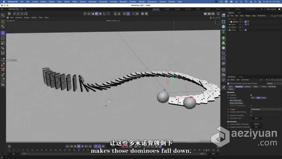 Cinema 4D中3D模拟仿真技术初学者指南视频教程 中文字幕指南,视频教程,中文字幕 - AE资源网 www.aeziyuan.com