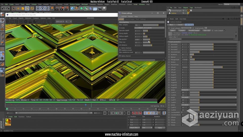 Octane与C4D中Vectron分形复杂场景制作视频教程octane,分形,复杂,场景,视频教程 - AE资源网 www.aeziyuan.com