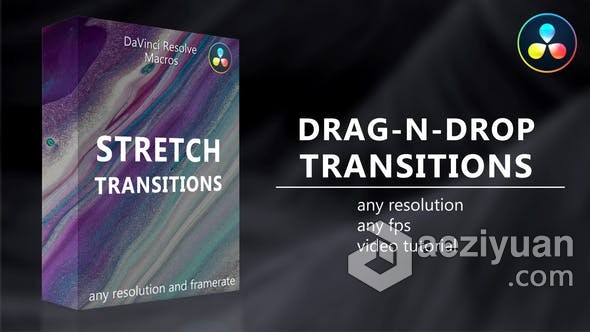 达芬奇预设-14种弹性伸缩模糊拉伸Transitions转场效果DR模板 Stretch Transitions for DaVinci Resolve达芬奇,预设,弹性,伸缩,模糊 - AE资源网 www.aeziyuan.com