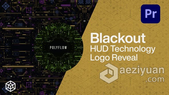 PR模板-发光线条霓虹灯全息电路板HUD技术标志显示 Blackout - HUD Technology Logo Reveal模板,线条,霓虹灯,全息,电路板 - AE资源网 www.aeziyuan.com