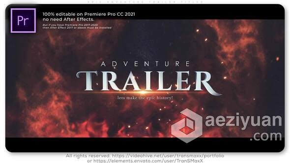 AE与PR模板-史诗冒险预告片标题 Epic Adventure Trailer Titles模板,史诗,冒险,预告片,标题 - AE资源网 www.aeziyuan.com