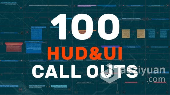 PR模板-100个HUD UI Call Outs科技字幕呼出指示线注释标题动画模板,call,科技,字幕,呼出 - AE资源网 www.aeziyuan.com