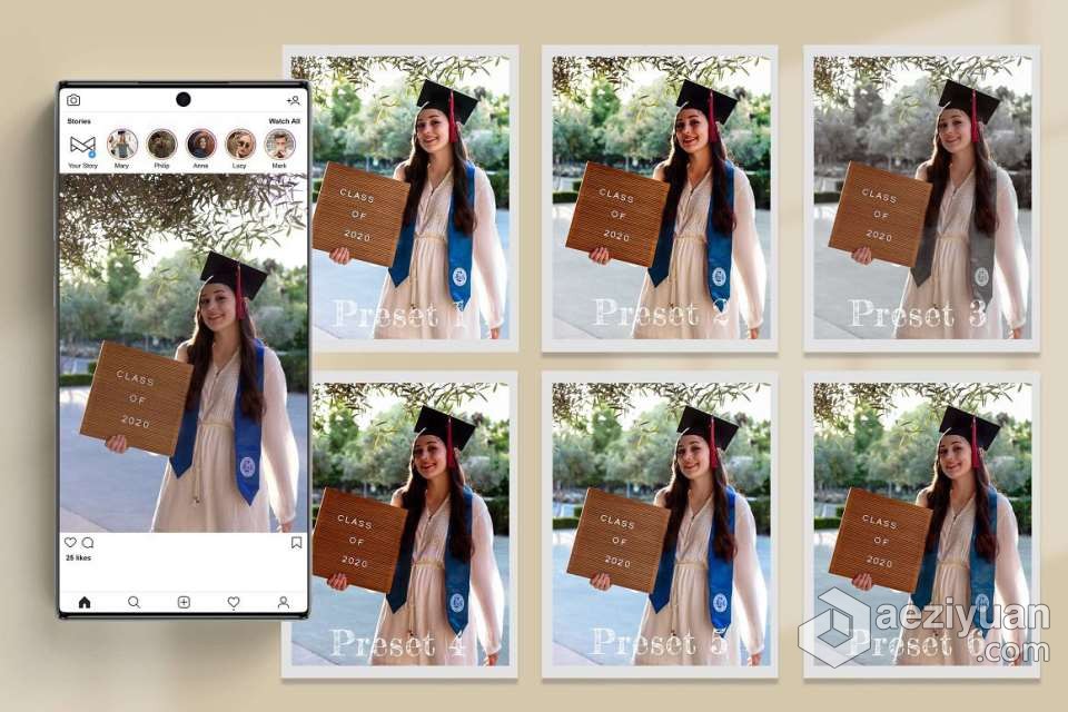 校园毕业照摄影后期调色LR预设及LUT预设 Graduation Lightroom Presets校园,毕业照,摄影后期,后期调色,预设 - AE资源网 www.aeziyuan.com
