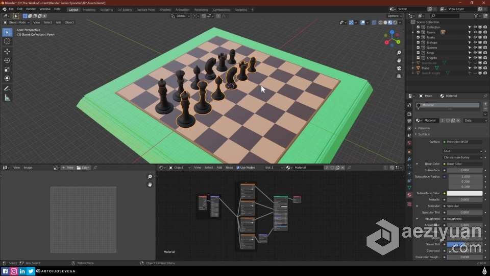 Blender国际象棋与棋盘完整实例制作视频教程blender,国际象棋,完整,实例,视频教程 - AE资源网 www.aeziyuan.com