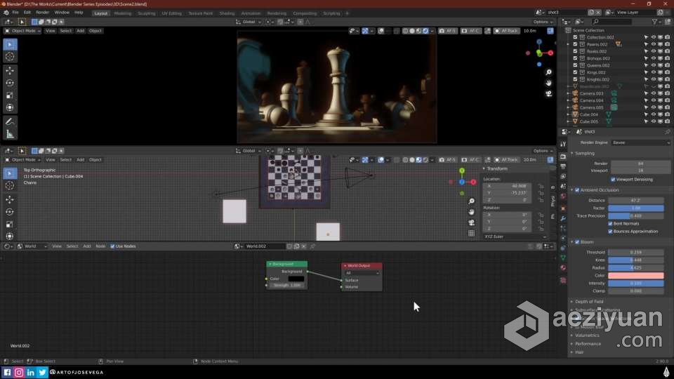 Blender国际象棋与棋盘完整实例制作视频教程blender,国际象棋,完整,实例,视频教程 - AE资源网 www.aeziyuan.com