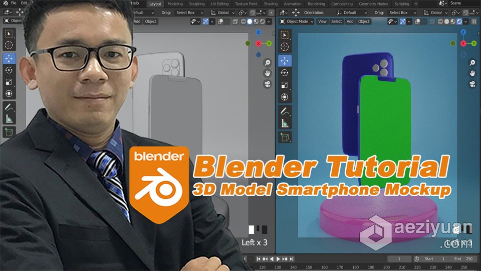 Blender智能手机模型完整实例制作视频教程 中文字幕blender,智能手机,手机,模型,完整 - AE资源网 www.aeziyuan.com