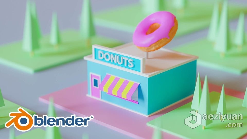 Blender卡通甜甜圈商店场景实例制作视频教程blender,卡通,甜甜圈,商店,场景 - AE资源网 www.aeziyuan.com