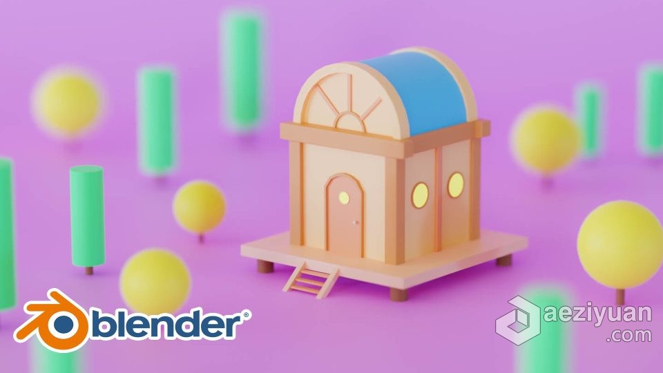 Blender卡通森林小屋实例制作视频教程blender,卡通,森林,实例,视频教程 - AE资源网 www.aeziyuan.com